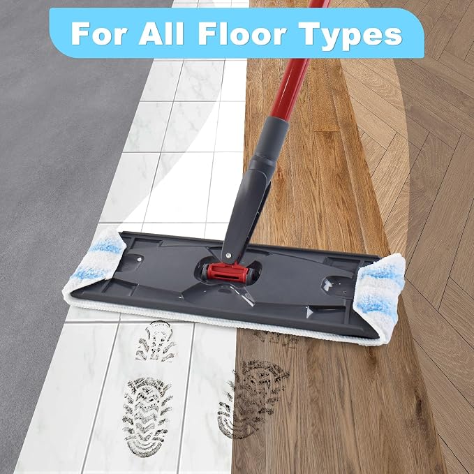 Mop Replacement Pads for OCedar H2prO Flat Mop System, 6 Pack Mop Pads for Ocedar H2prO Flat Mop, Machine Washable and Reusable Microfiber Mop Heads Replacements, Mop Refills Safe on Various Floors