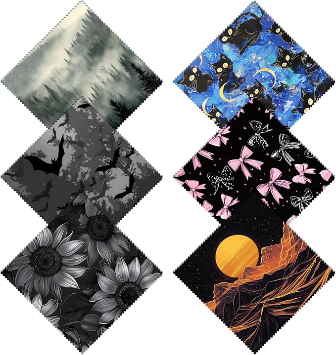 6 PCS Glasses Cleaning Cloth Eyeglass Lens Cleaning Cloth Eyeglasses Wipes Microfiber Reusable Soft for Phone Screens Camera Unisex Women Girls Cute Aesthetic (6.3"x6.3")-Black Sunflower