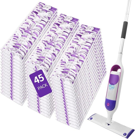 45 Pack Disposable Power Mop Pads for Swiffer Power Mop Pads, Compatible with Swiffer Power Mop Refills, Unscented Spray Replacement Floor Cleaning Refills for urface/Hardwood Floor Cleaning