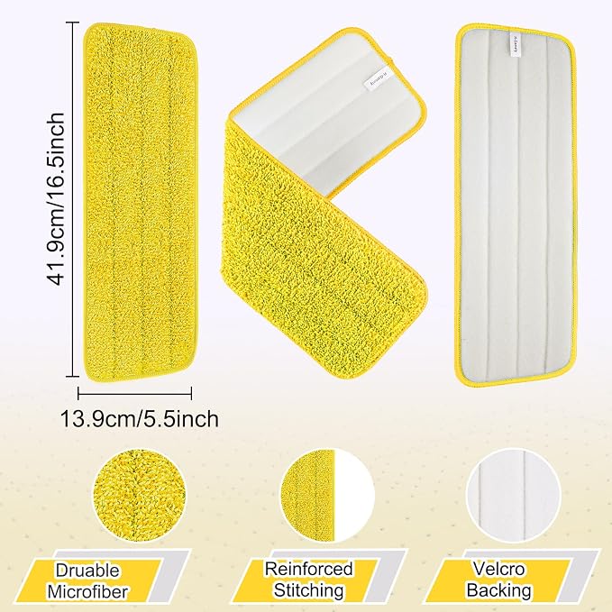 16.5 Inch Reusable Mop Pads Microfiber Spray Mop Replacement Heads for Wet/Dry Mops Compatible with Bona Floor Care System (6 Pack)