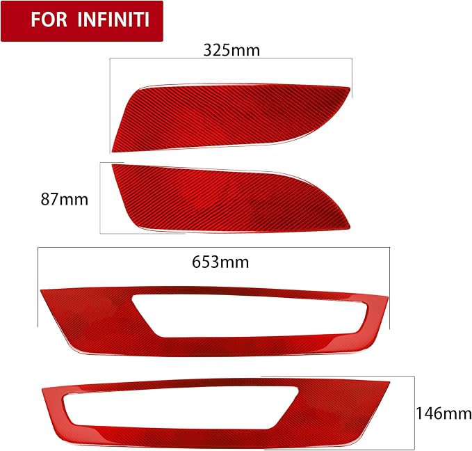 Real Carbon Fiber Trim for Ford Mustang Accessories | for 2009 2010 2011 2012 2013 2014 Inner Door Panel Cover Interior Thick Overlay Decal 4PCs