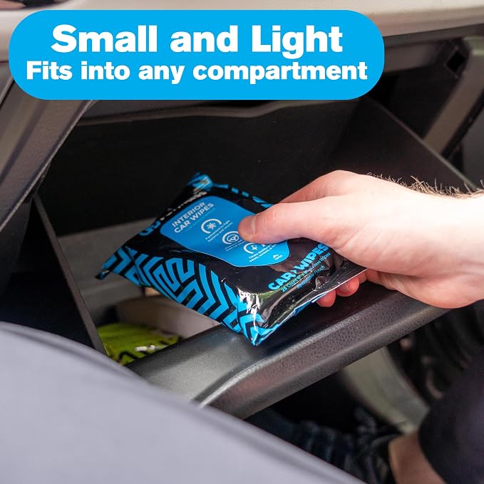 Fortress Car Interior Wipes with Microfiber Cloth (25 ct, Pack of 4) for Car Interior Cleaning, Dashboard, Seats, Detailing, and Steering Wheel [Travel Size] Skin-Safe Car Interior Cleaner Supplies
