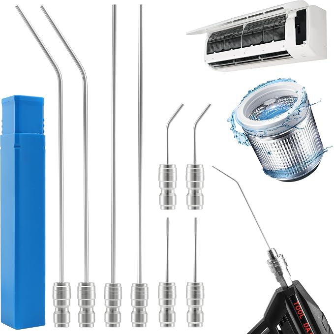Pressure Washer Nozzle Kit, 8 Pack, 1-2 GPM | Power Washer Needle Tips for Car, Washing Machine, AC Coil, Water Heater, Appliance Cleaning, 1/4” Quick Connect