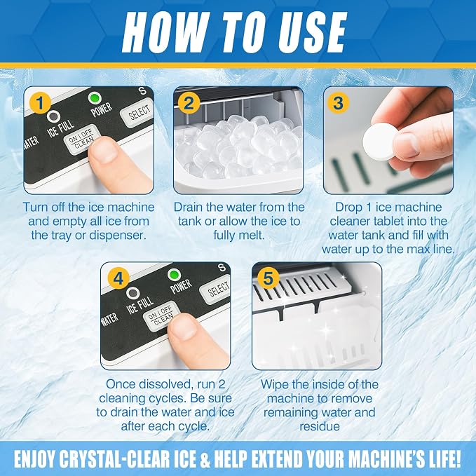 Ice Machine Cleaner Tablets, Countertop Ice Maker Cleaner, 36 Counts Descaler, Nickel Safe Commercial Portable Nugget Ice Makers, Remove Hard Water Buildup, Deep Cleaning