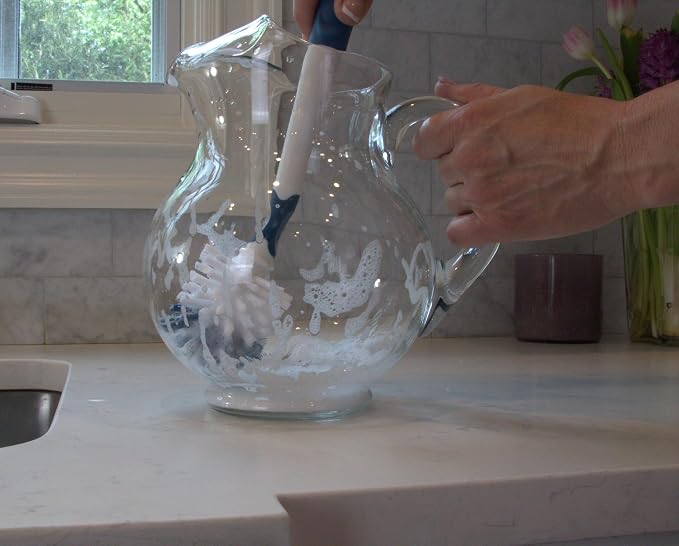 Unger 12.7” Flexible Glass and Bottle Scrub Brush, Extra-Long, Non-Scratch Cleaning Scrubber for Water Bottles, Travel and Coffee Mugs, Pitchers, Vases, Decanters, Glassware