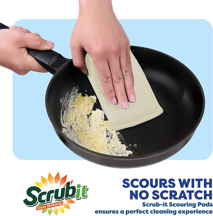 6 Scrub Sponges Kitchen By SCRUBIT, Multi-Purpose Scouring Pads, Non-Scratch Cleaning Sponges for Dishes, Pots & Non-Stick Cookware - Long Lasting Dish Scrubbers for Kitchen, Bathroom & More