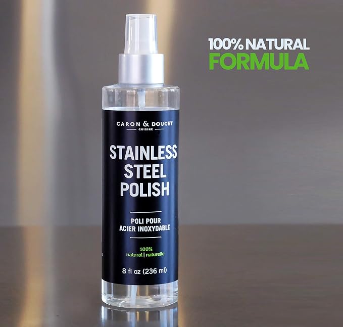 CARON & DOUCET - Stainless Steel Polish | 100% Plant Based and Non-Toxic Formulation. Concentrated formulation that does not contain any water or petrochemicals. (8oz)