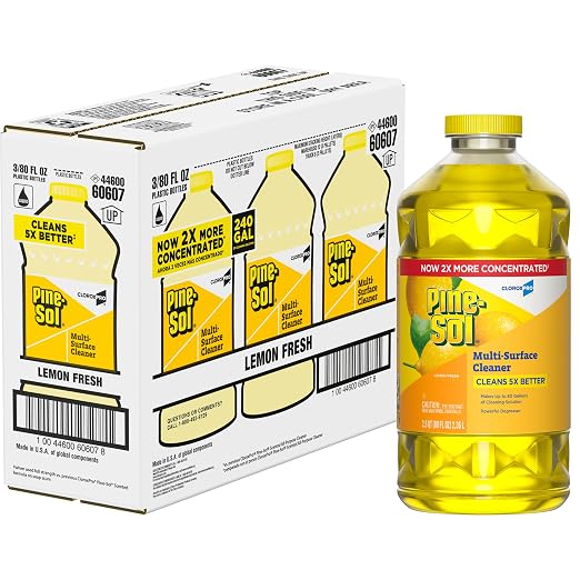 CloroxPro Pine-Sol Multi-Surface Cleaner, Clorox All Purpose Cleaner, Tackles Allergens, Odor, Dirt, Grime and Grease, Lemon Fresh, 80 fl. oz., Pack of 3