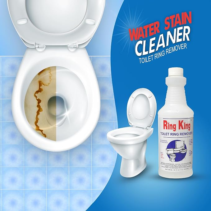 Amazon Brand - Ring King Toilet Bowl Cleaners | Pack Of 12 Toilet Bowl Cleaner Liquid 32oz Fast Acting Bathroom Cleaner For Calcium, Water, Rust, Red Clay & Lime Stains – No Scrubbing