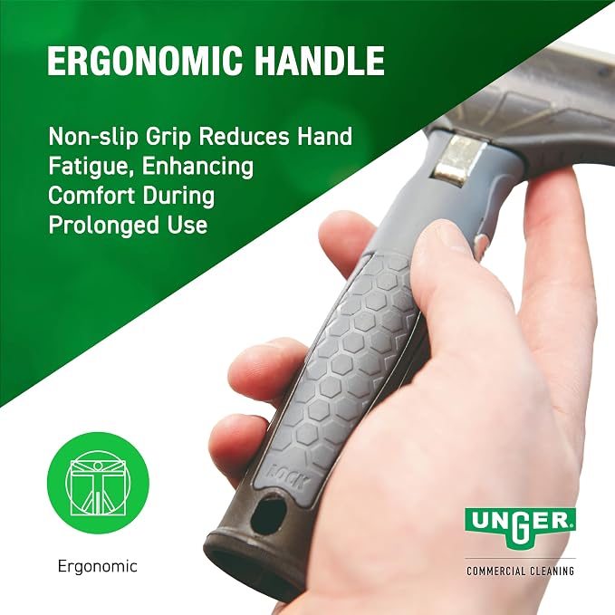 UNGER Commercial ErgoTec Ninja 4" Glass Window Scraper EN100 | Anti-slip handle; Adjustable Angle for Efficient Window Cleaning; hand or telescopic pole cleaning; Safety Cap