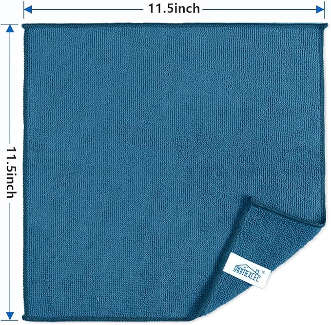 HOMEXCEL 50PK Microfiber Cleaning Cloth, Cleaning Rag for Home, 11.5x11.5in | Reusable, Lint Free, Scratch-Free and Highly Absorbent Towels for Kitchen, Window and Glass, Cars, Navy Blue