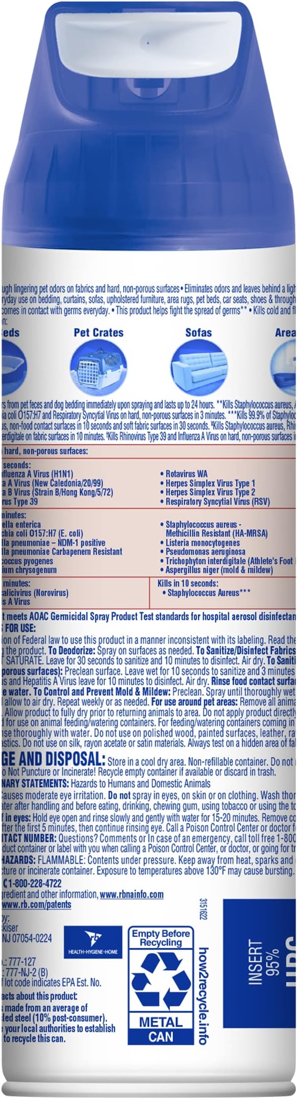 Lysol Pet Odor Eliminator Spray, Sanitizing and Disinfecting Spray for Pet Odors, 15oz (Pack of 3)