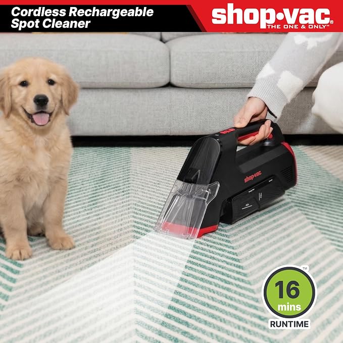 Shop-Vac 3-in-1 Cordless Spot Cleaner, Handheld Upholstery Cleaner with Spray, Rolling Brush and 5.5kPa Suction, 2 Water Tanks, USB-C Rechargeable | Spray & Rolling Brush Cleaning, 2 Water Tanks, USB-C Rechargeable, Ideal for Sofa, Car Seat, and Uphols...