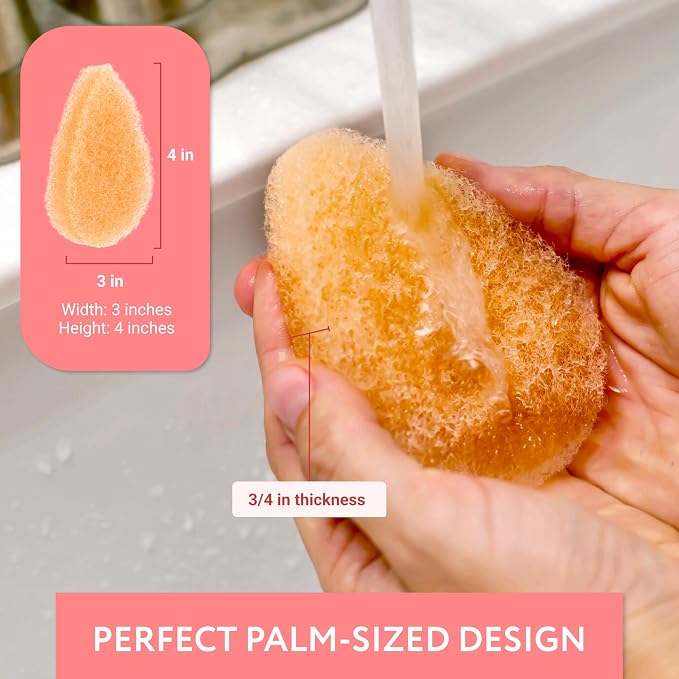 IMPRESA Facial Sponge - Daily Deep Cleansing Face Scrubber - Gentle Exfoliating Pads for Dead Skin Removal - Reusable Face Scrub Pads for Normal to Oily Skin (Natural, Regular)