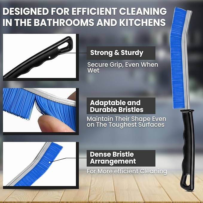 Crevice Cleaning Brush Set – 6Pcs Hard Bristle Cleaning Tools for Grout, Tile Floors, Gaps & Narrow Spaces – Small Grout Scrub Brush for Cleaning Bathroom, Shower, Window Tracks, Kitchen