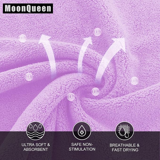 MOONQUEEN Ultra Soft Premium Washcloths Set - 12 x 12 inches - 72 Pack - Quick Drying - Highly Absorbent Coral Velvet Bathroom Wash Clothes (Purple)