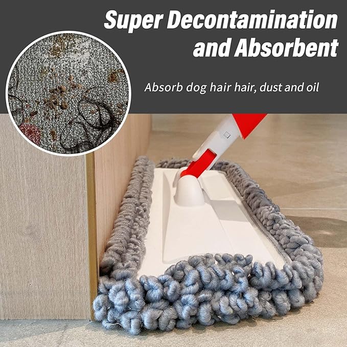 16.5" Microfiber Mop Pads Refills, 3 Pack Reusable Replacement Heads | reusable wet mop refills, machine washable for 14-16 inch spray mops, hardwood floors, dust cleaning & scrubbing