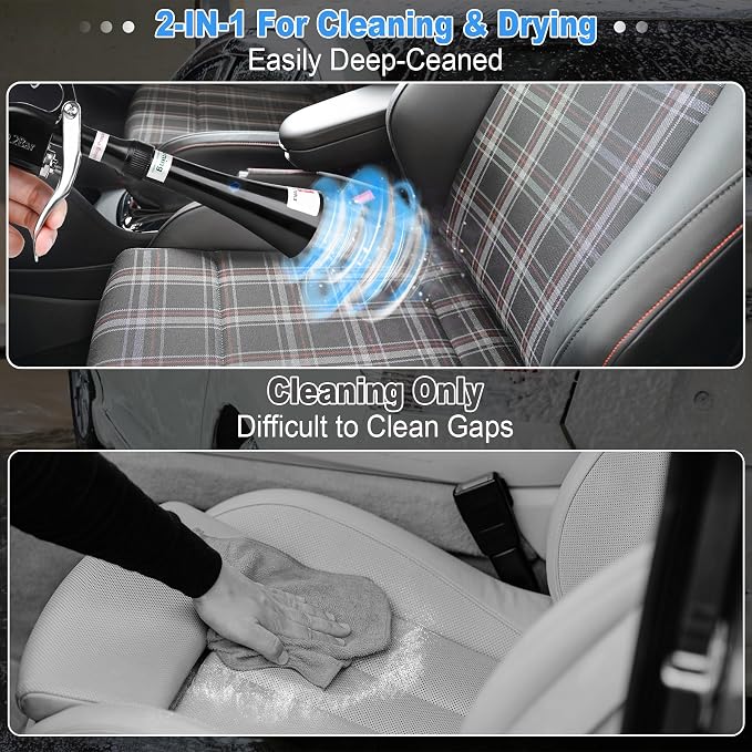 Air Blow Gun Car Detailing Dry Cleaning Gun with Tapered Nozzle High Pressure Cleaning Tool, Dryer Blower for Car Surfaces Quickly Blasts Dust, Works with Air Compressor, Black