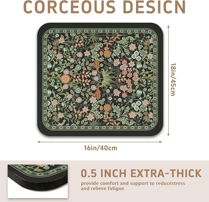 Dish Drying Mat for Kitchen Counter 16x18 Inch, Boho Quick Dry Coffee Mat | Made of super absorbent diatomite that quick dries dishes, coffee machine & sink area. Non-slip rubber base for countertop