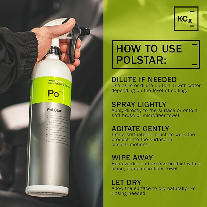 KOCHCHEMIE Pol Star - Vehicle Leather & Suede Cleaner; Effective Natural Vehicle Cleaner with Protection Formula; Cleans and Protects Cars Without Leaving Water Marks (1 Liter)