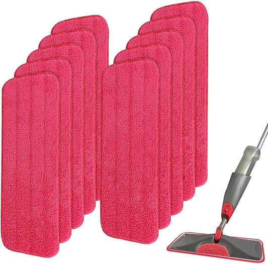 Replacement Microfiber Mop Pad for Rubbermaid Reveal Spray Mop - 10 Pack 16.5" Wet & Dry Floor Cleaning Refills Reusable Fit for Any Microfiber Reveal Flat Mop