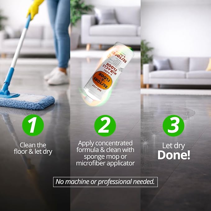 All Floor Types Restorer & Finish | High Gloss & Wax Wood Floor Polish for Hardwood, Laminate, Vinyl, Tile, Marble | Fills Scratches, Protects & Shines | 32 fl oz