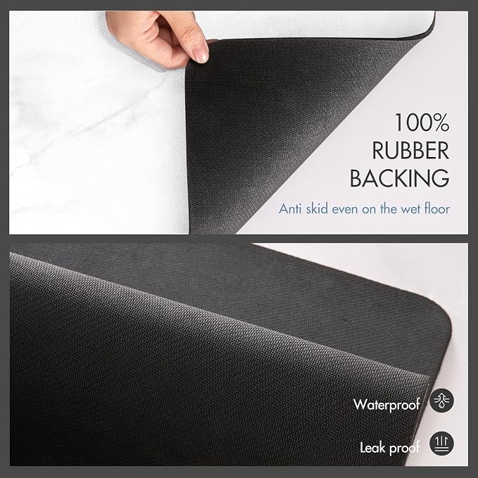 Drying Mat for Kitchen Countertops, Coffee Mat Hide Stain Rubber Backed Absorbent Dish Drying Mat