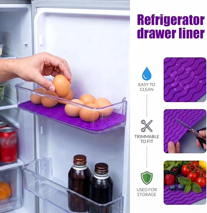 MicoYang Silicone Dish Drying Mat for Multiple Usage,Easy clean,Eco-friendly,Heat-resistant Silicone Mat for Kitchen Counter,Sink,Bar,Bottle,or Cup Purple M 17 inches x 6 inches