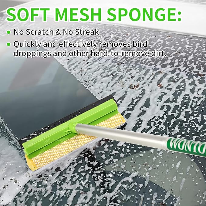 4-in-1 Window Cleaning Kit with Storage Bag, 79'' Window Squeegee Cleaner Tool with Extension Pole, Professional Window Washing Equipment for Home, Outdoor Windows, Glass, Shower, Commercial