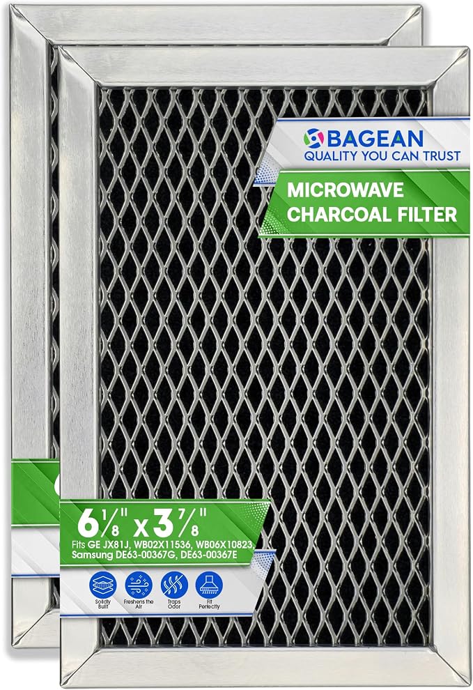 Microwave Charcoal Filter 6.15” x 3.95” for JX81J WB02X11536 WB06X10823 GE Microwave Filter Replacement - Vent Carbon Filter Freshens and Filters Kitchen Air in Over-The-Range Oven Stove Fan (2-Pack)
