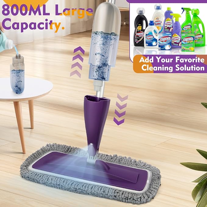 Microfiber Spray Mop for Floor Cleaning with Washable Pads,Dry Wet Use | 27 oz Refillable Bottle,3 Reusable Mop Pads,Mops with Sprayer for Hardwood Laminate Vinyl Tile Cleaning