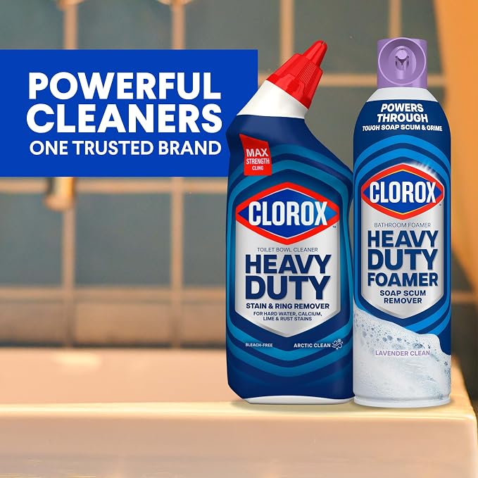 Clorox Toilet Bowl Cleaner Heavy-Duty Gel, Arctic Clean, Bleach-Free Stain Remover, Kills 99.9% of Germs, 24 oz, Pack of 2