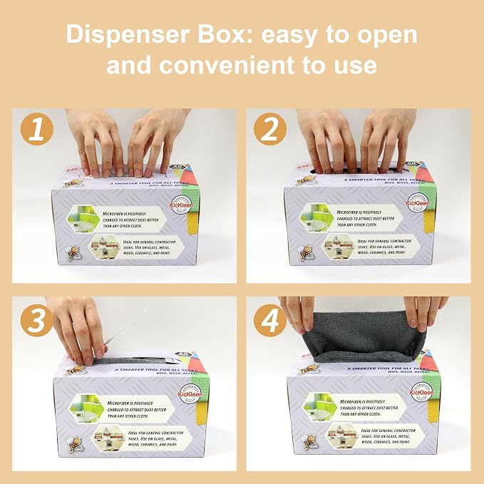 Microfiber Cleaning Cloth, Lint-Free Shop Towels Reusable, Bulk Rags in a Box for Home, Kitchen and Car, 8 Inch x 8 Inch,40 Pack with Box (Grey)