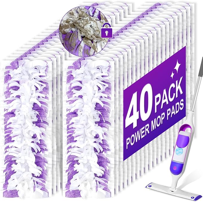 Cafonil 40 Pack Disposable Power Mop Pads for Swiffer Power Mop Pads | Compatible with Swiffer Power Mop Refills Thickened Multi-Surface Replacement for Swiffer Wet Pads Refill on Finished Floors