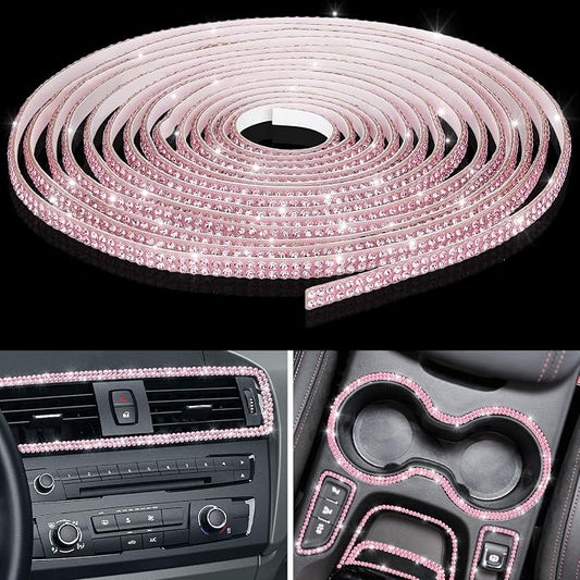 Kingdder 32.8 ft Bling Car Trim Self Adhesive Bling Car Accessories for Women Rhinestone Strip Glitter Diamond Sticker DIY Line Molding Dashboard Decal Shiny Auto Stuff for Interior Exterior Decor