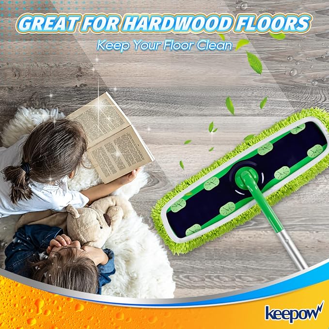 KEEPOW Reusable XL Wet Pads Compatible with Swiffer XL Sweeper, 4 Pack | X-Large Dry Sweeping Cloths, Wet Mopping Cloths, Washable Microfiber XL Wet Pads Refills for Surface/Hardwood Floor Cleaning