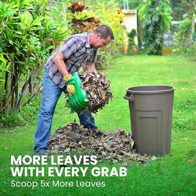 GARDEASE Leaf Scoops, Ergonomic Large Hand Held Rakes for Yard (1 Pair) | Closed-claw design scoops leaves and grass fast, wet or dry. Also great for mulch, compost, fruit picking and pet cleanup.