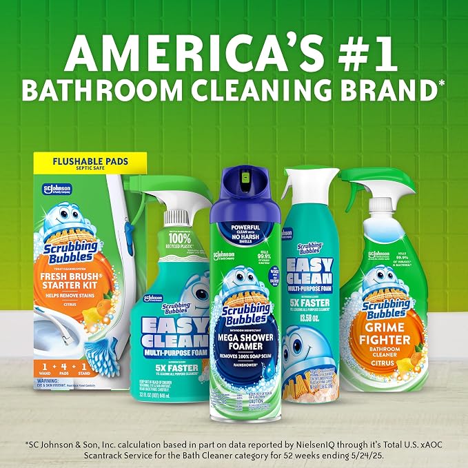 Scrubbing Bubbles Bathroom and Shower Cleaner Disinfectant Spray, Bathroom Grime Fighter, Citrus Scent, 32oz (Pack of 2)