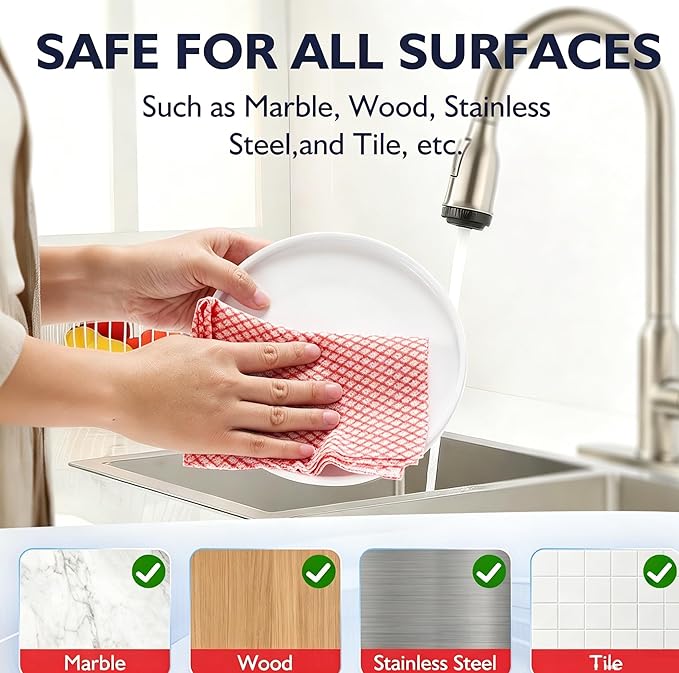 60 Pack Disposable Dish Cloths for Kitchen, Durable Cleaning Wipes | Short-term reusable cleaning cloths for bathroom & daily Cleaning (Red)