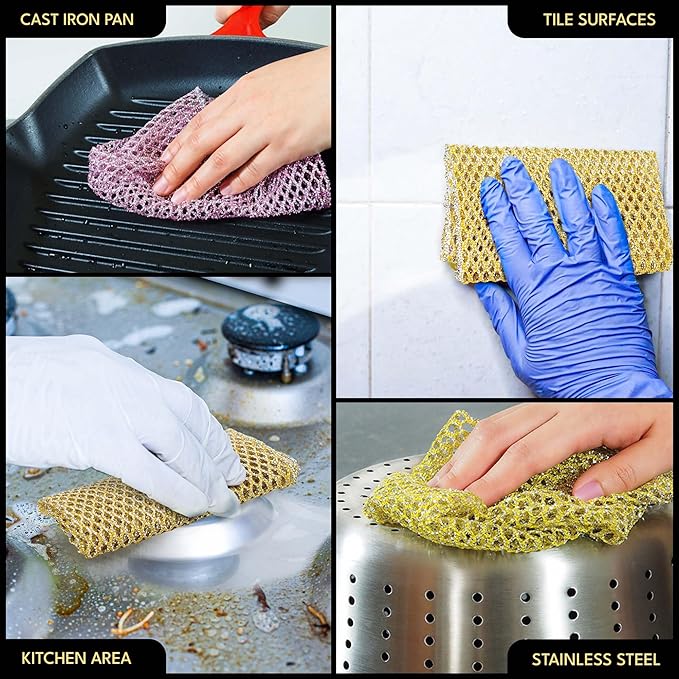 Non-Scratch Dish Scrubbers (6 Pcs) — Outlasts 7+ Sponges, Stays Odor-Free | Replace Smelly Kitchen Sponges | Non-Absorbent Mesh | Safe on Non-Stick, Cast Iron, Glass | Made in Korea Since 2012