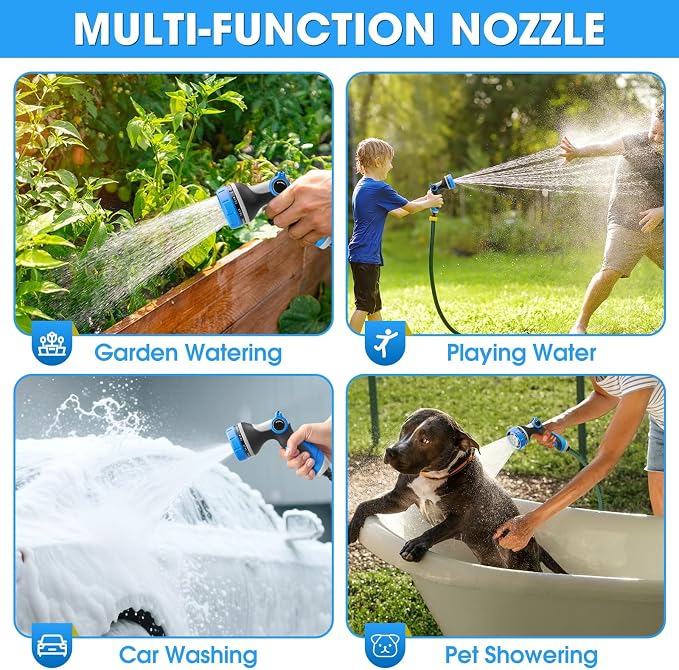 Garden Hose Nozzles,Hose Spray Nozzle with Adjustable 10 Watering Patterns | Slip Resistant High Pressure Water Hose Nozzle Sprayer for Plants & Lawns Watering ,Car Washing and Pet Showering 2Pack