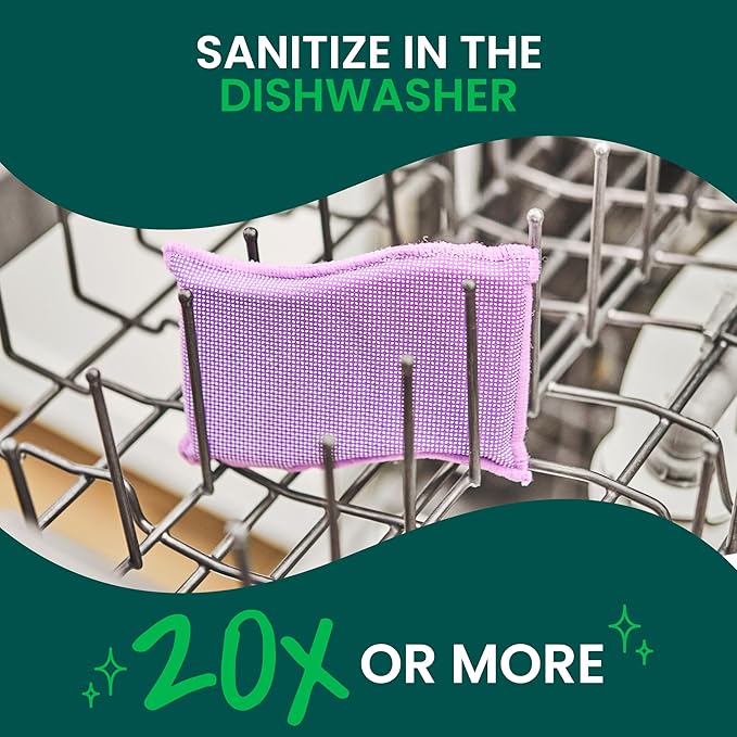 Scotch-Brite Dobie Stay Clean Scrubbers, Non-Scratch Dual-Sided Dish Sponges with Absorbent Cloth Side, Odor Resistant Scrubbing Pads for Dishes and Household Cleaning, 8-Pack