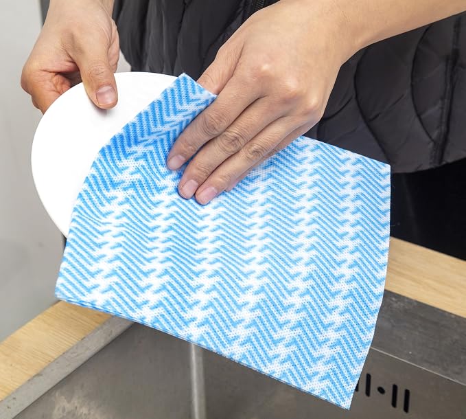 Reusable Cleaning Cloths Handi Wipes Reusable Cloths Disposabel Dish Towels Dry Handy Wipes Big Durable Absoebent and Dry Quickly 100 Count, Blue
