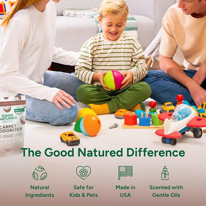 Good Natured Brand | Carpet Deodorizer & Freshener Powder | 31 oz Pet Odor Eliminator for Strong Odor & Pet Urine | Fresh Natural Mahogany Coconut Bliss Scent | Safe for Homes with Pets
