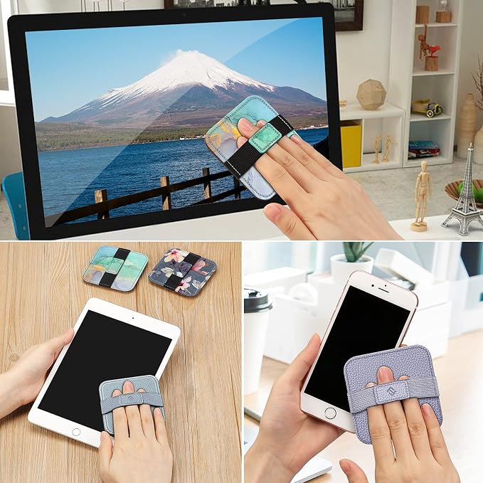 Fintie Screen Cleaning Pad, [4 Pack] Soft Cloth Car Phone Screen Cleaner | Microfiber Wipe Cleaning with Elastic Strap for iPad, iPhone, MacBook, Tablets, Laptop, Monitor (Blooming Hibiscus)