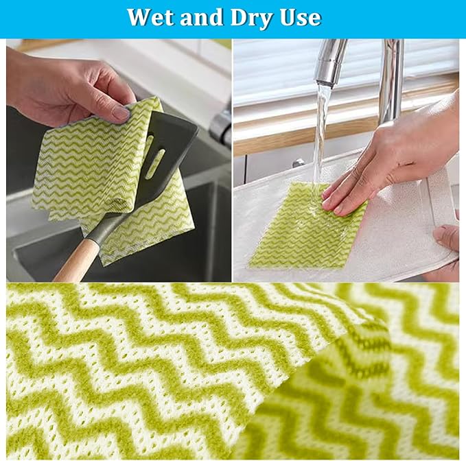 Disposable Dish Cloths Disposable Cleaning Towels, Reusable Wipes Highl Absorbent Quick-Dry Wipes for Kitchen, Bathroom, Household, 50 Sheets