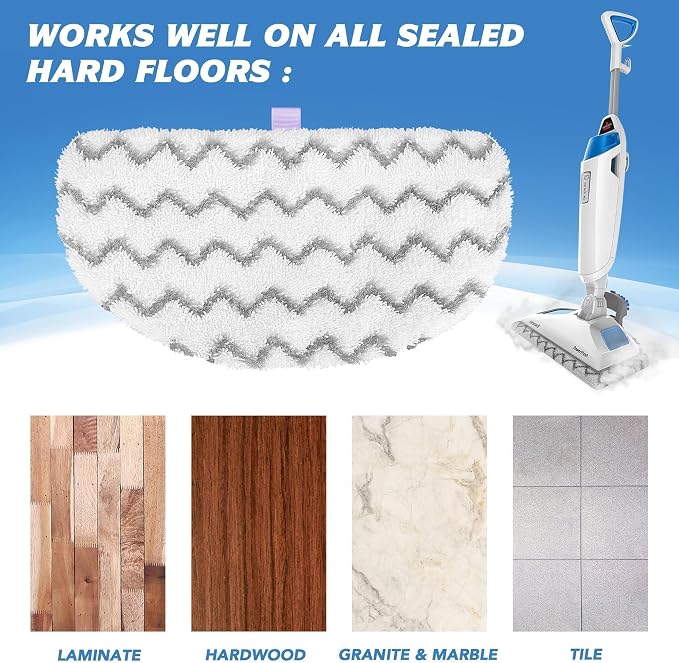 4 Pack PowerFresh Replacement Steam Mop Pads Compatible with Bissell PowerFresh Steam Mop, Fits 1940, 1806, 1544, 1440 Series, Microfiber Scrubbing Pads for Sealed Hard Floors