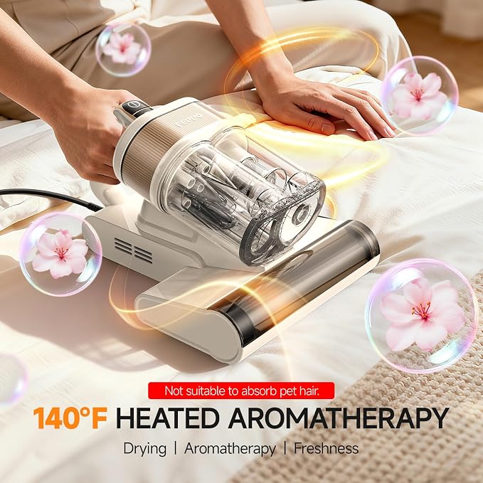 FEPPO 4-in-1 Mattress Vacuum Cleaner PRO, 16KPa Handheld Vacuum with UV-C Light, 40,000 Beats/Min Tapping, 140°F Hot Air, HEPA Filter for Bed, Sofa, Crib (Corded, 550W)
