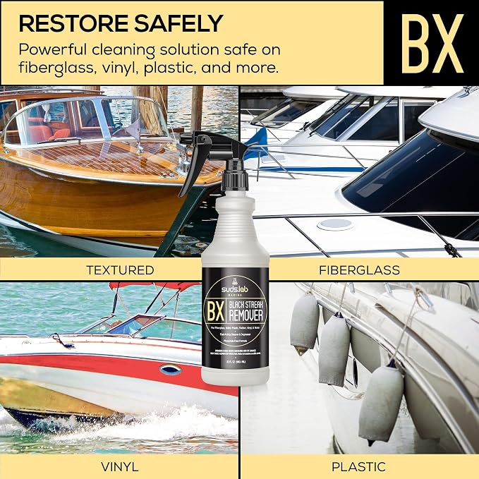 Suds Lab Marine BX Black Streak Remover – Fast-Acting Cleaner for Boats, Fiberglass, Vinyl & More, 32 oz.