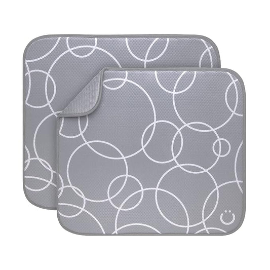 Ubbi Microfiber Dish Drying Mat, Gray 2-Pack | Baby Bottle Drying Mat, Kitchen Counter Dish Mat for Drying Utensils